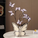 Axyaa Butterfly Ceramic Vase: Silver-Plated Floral Room Decor & Table Centerpiece