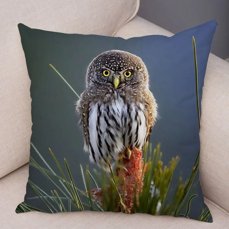 Axyaa Wild Owl Cushion Cover: Decorative Sofa Pillowcase for Home and Children's Room
