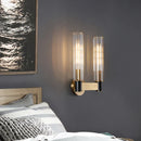 Axyaa Brass Clear Crystal LED Wall Sconces, Modern Indoor Wall Lights