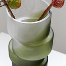 Axyaa Matte Green Bamboo Joint Glass Vase Geometric Terrarium Home Decoration