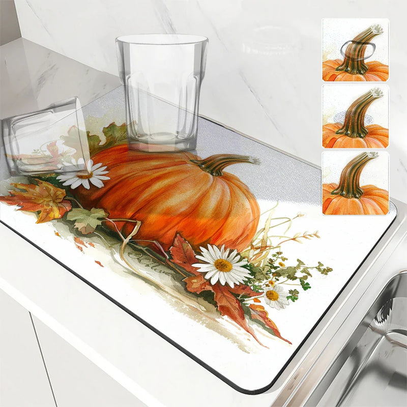 Axyaa Small Daisy Absorbent Draining Mat - Quick Dry Kitchen/Bathroom Drain Pad