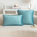 Axyaa Nordic Velvet Pillowcase with Pompoms Edge - Soft Cushion Cover for Home Decor