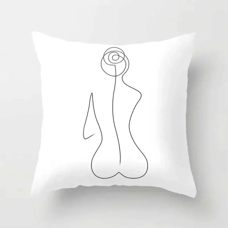 Axyaa Abstract Art Couple Portrait Pillow Cover 45X45CM