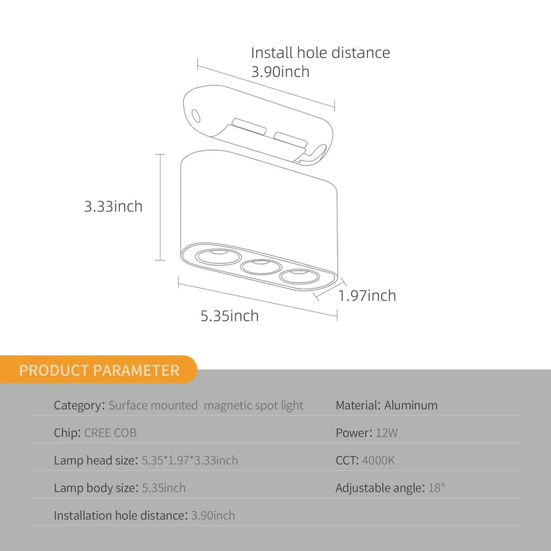 Axyaa 12W COB Chip Adjustable Angle LED Ceiling Spotlight Fixture