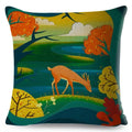 Axyaa Cartoon Deer Pillowcase - 45*45cm Linen Cushion for Home Decor