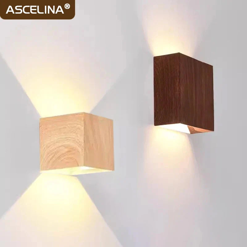 Axyaa Walnut Wood LED Wall Lamp for Room Decor & Lighting