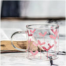 Axyaa Heart Glass Cup with Handle, Heat-resistant Milk Coffee Tea Mug
