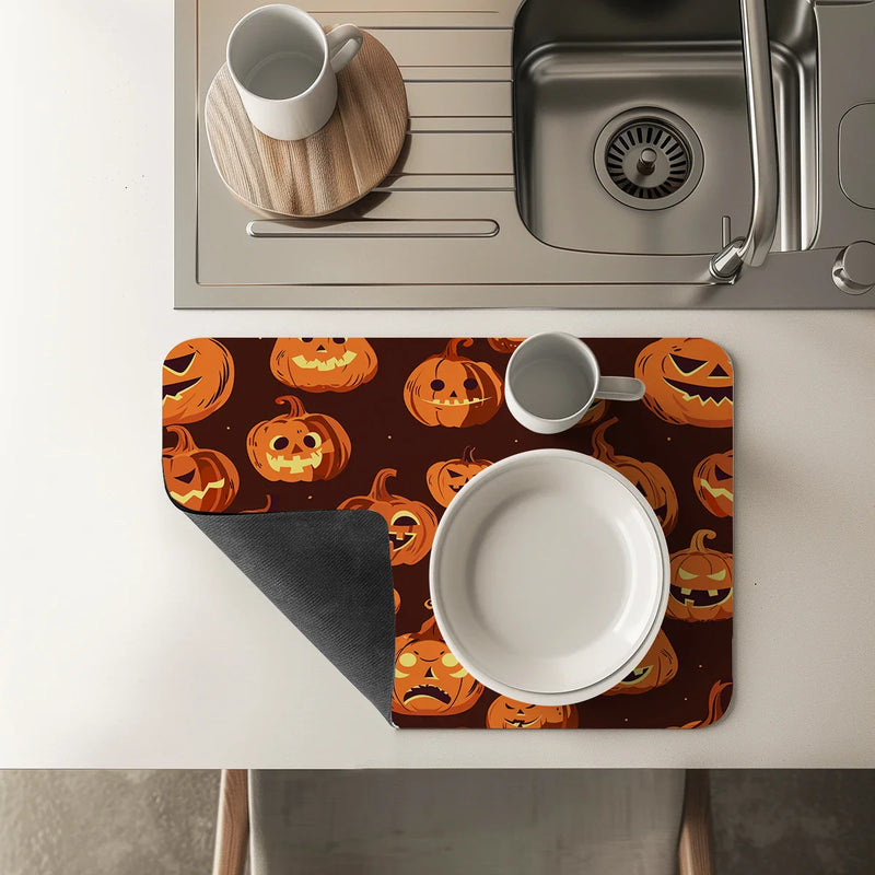 Axyaa Halloween Head Square Dry Mat for Bathroom and Kitchen Tables