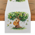 Axyaa Watercolor Birds Tree Guitar Table Runner Kitchen Dining Decor