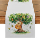 Axyaa Watercolor Birds Tree Guitar Table Runner Kitchen Dining Decor