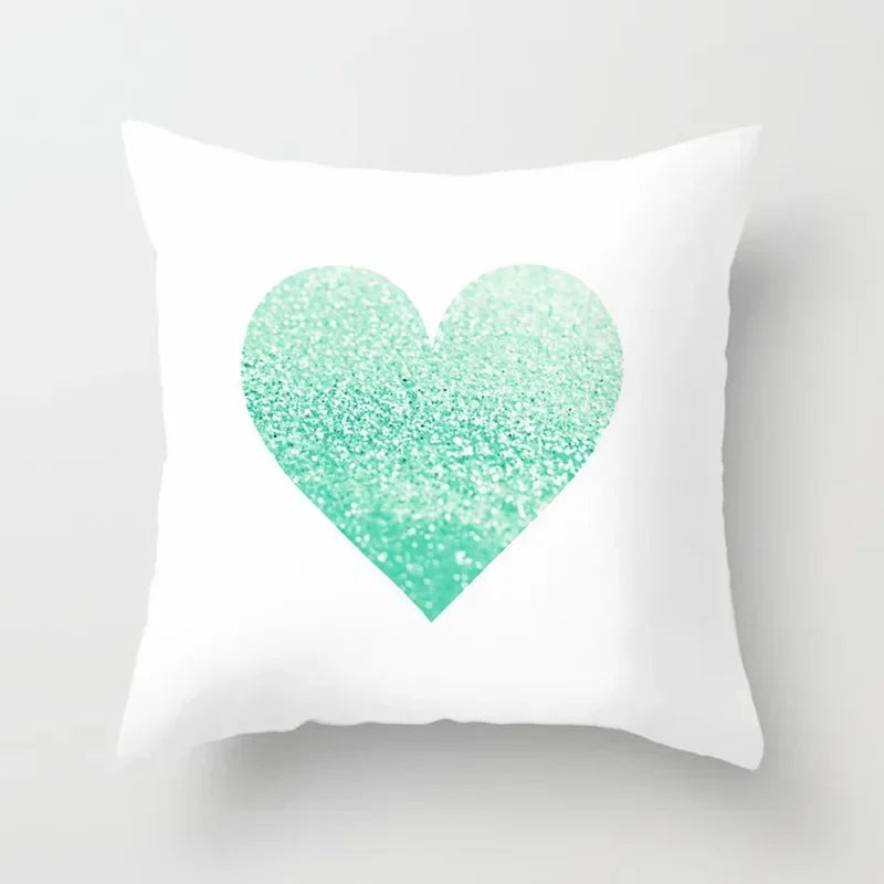 Light Blue Green Mint Geometric Print Boho Pillowcase Set by Axyaa
