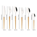 Axyaa Wooden Handle Stainless Steel Cutlery Set - 6Pcs Flatware Knife Fork Spoona
