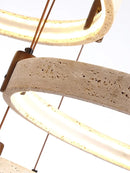 Axyaa Natural White Stone LED Chandelier Wood Deco Fixture