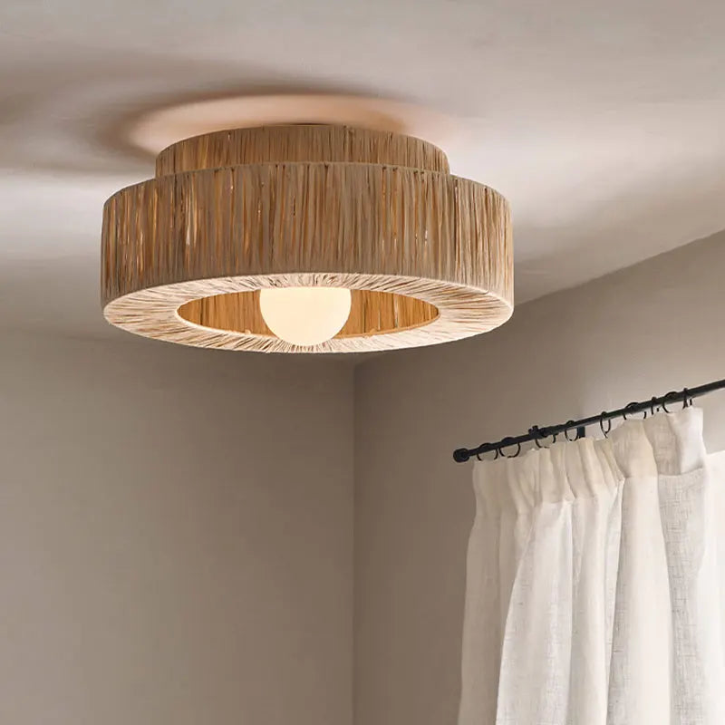 Axya Boho Rattan Ceiling Light: Hand-Woven Retro Design for Living Room, Bedroom & Restaurant