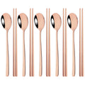 Axyaa Black Gold Stainless Steel Cutlery Set - 10Pcs Luxury Korean Tableware