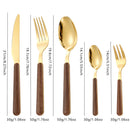 Axyaa Stainless Steel Wooden Handle Cutlery Set - Knife Fork Spoon Clamp
