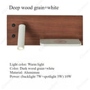 Axyaa Wood Grain LED Bedside Lamp with Wireless Charging