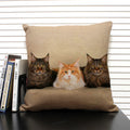 Axyaa Dog & Cat Pattern Linen Cushion Cover for Living Room Decor