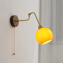 Axyaa Copper LED Wall Sconce, Amber Glass Ball, Adjustable Stair Light