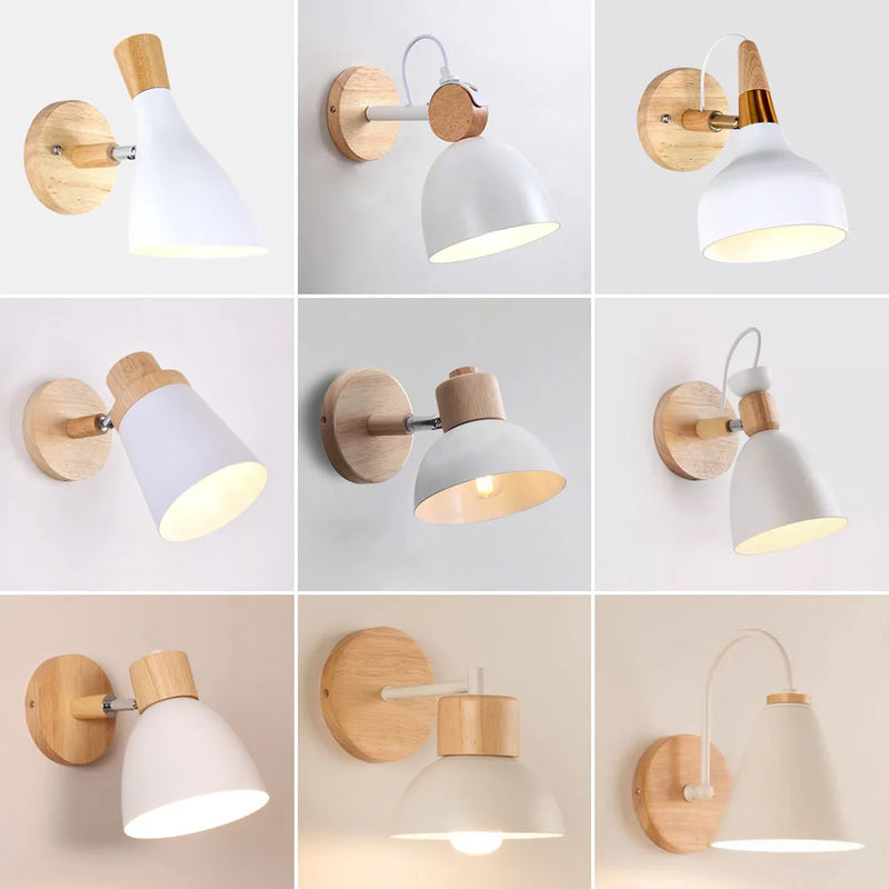 Nordic Style Wooden Wall Light for Bedroom by Axyaa - Modern E27 LED Sconce Fixture