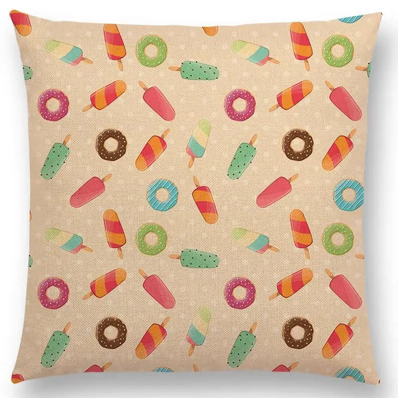 Axyaa Chocolate Candy Donuts Ice Cream Cushion Cover Party Throw Pillow Case