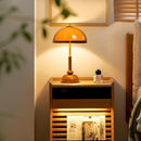 Axyaa Retro Walnut LED Table Lamps with Acrylic Lampshade for Home and Office Decor