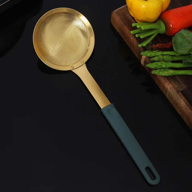 Axyaa Stainless Steel Fine Mesh Strainer Colander with Long Handle Skimmer Spoon