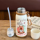 Capibara Thermos Bottle with Straw, Stainless Steel Insulated Kids Cup - Axyaa