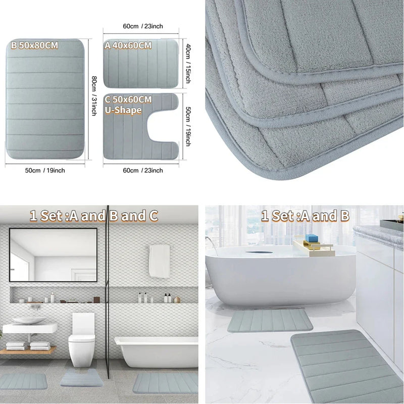 Axyaa Memory Foam Bathroom Mat: Non-slip, Super Absorbent Rug for Shower, Bathtub, and Doormat