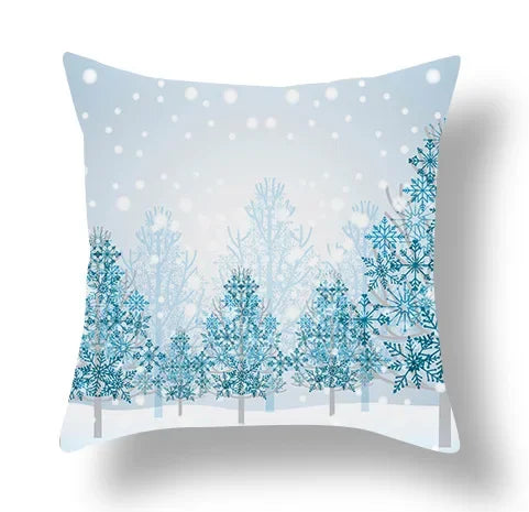 Axyaa Blue Ornament Pillowcase: Festive Home Decor Cushion Cover for Christmas & New Year