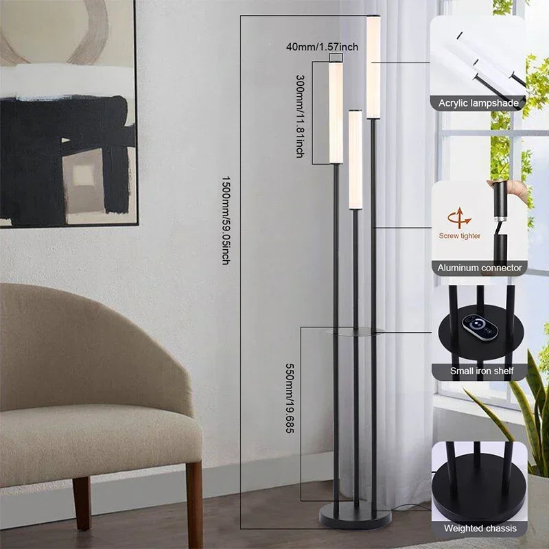 Axyaa Nordic Living Room LED Floor Lamp - Modern, Simple, Infinite Dimming