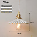 Axyaa Retro Ceramic Pendant Light Black White Vintage Hanging Lamp with Brass Socket