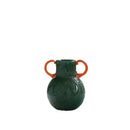 Axyaa Elegant Two-Tone Magnetic Clay Vase with Double Ear Design and Colorful Floral Pattern