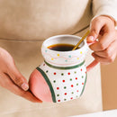 Axyaa Christmas Sock Ceramic Cup & Marker Pen Set, 650ml Holiday Table Decor Drinking Utensil
