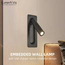 Axyaa LED Wall Light with Switch and USB Charging - Bedroom Reading Lamp