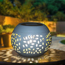 Axyaa Solar LED Garden Lantern: Elegant Metal Elliptical Design, Waterproof with Shadow Projection
