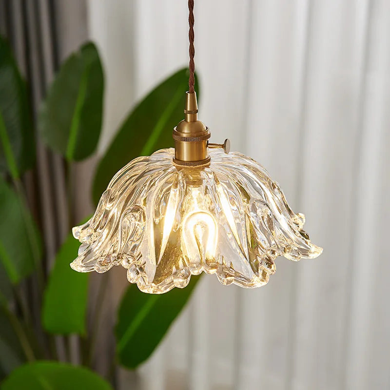 Axyaa Clear Glass LED Pendant Lamp with Knob Switch - Modern Copper Hanglamp