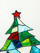 Axyaa Christmas Geometric Acrylic Tree Decor with Red Star - Festive Xmas Ornament