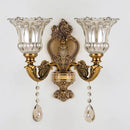 Axyaa Retro Crystal Glass Double Head Wall Light for Living Room and Bedroom
