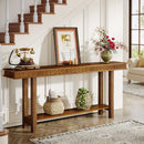 Axyaa 2-Tier Extra Long Wood Console Table, Narrow Sofa Entryway Table with Storage