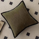 Axyaa French Medieval Style Black Border Green Cushion Cover for Home Sofa Decor