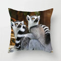 Axyaa Monkey Raccoon Pillow Cover - Wild Animal Print Sofa Decor Case