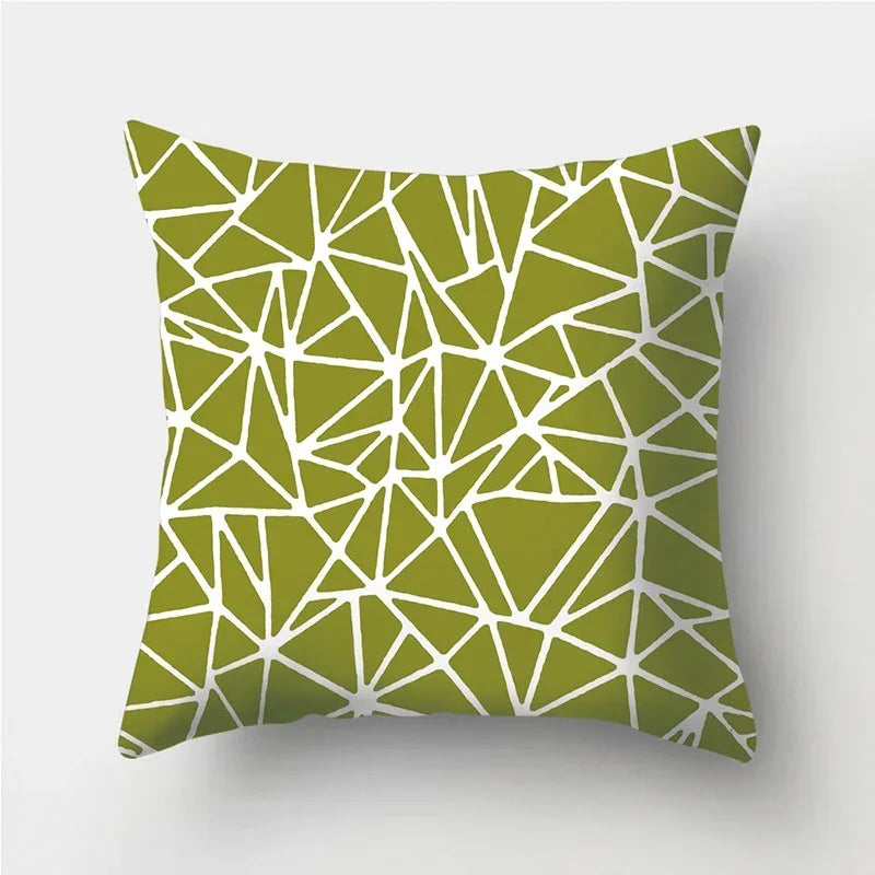 Army Green Geometric Printed Pillowcase by Axyaa for Living Room and Bedroom Decor