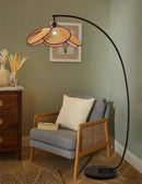 Axyaa Handmade Rattan Leaf Grid Chandelier & LED Floor Lamps