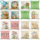 Axyaa Easter Bunny Eggs Pillowcase - 45x45cm Linen Sofa Cushion Cover