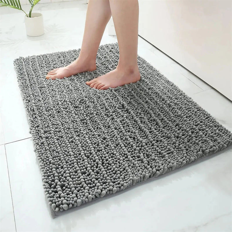 Axyaa Chenille Bath Mat: Soft, Absorbent, Anti-Slip Rug for Bathroom & Shower