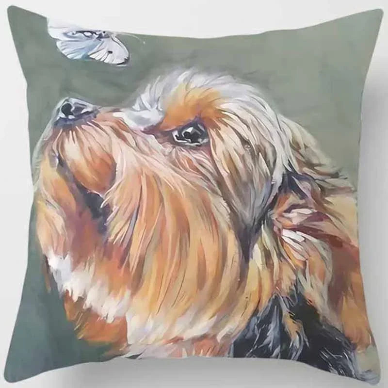Cute Dog Pattern Square Pillow Covers For Home Decor by Axyaa
