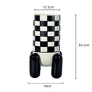 Axyaa Checkered Ceramic Tall Vase: Geometric Home Decor Flowerpot & Terrarium