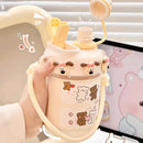 Axyaa Kawaii Boba Water Bottle with Tea Infuser, 500ml