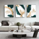 Axyaa Allahu Akbar Islamic Calligraphy Green Gold Feather Canvas Wall Art Muslim Decor